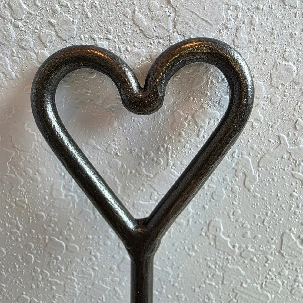 Black Wrought Iron 3 Light Heart Candelabra Taper Candle Holder Rustic Farmhouse